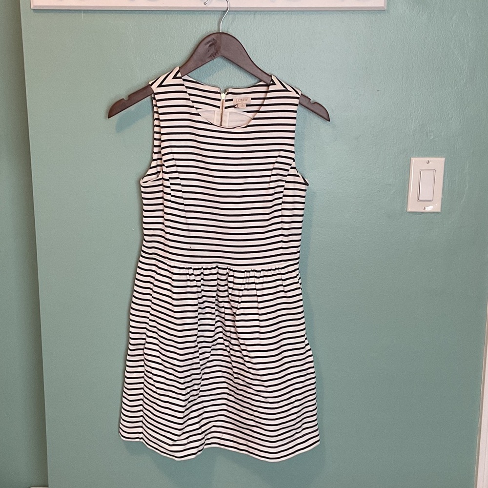 J. Crew Black and White Striped Dress